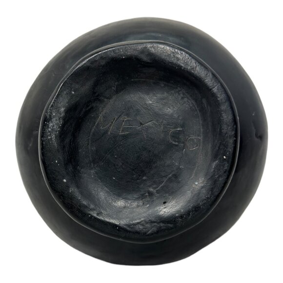 Barro Negro De Oaxaca Vintage Black Clay Vase 7" Artisan Made in Mexico - Picture 6 of 7